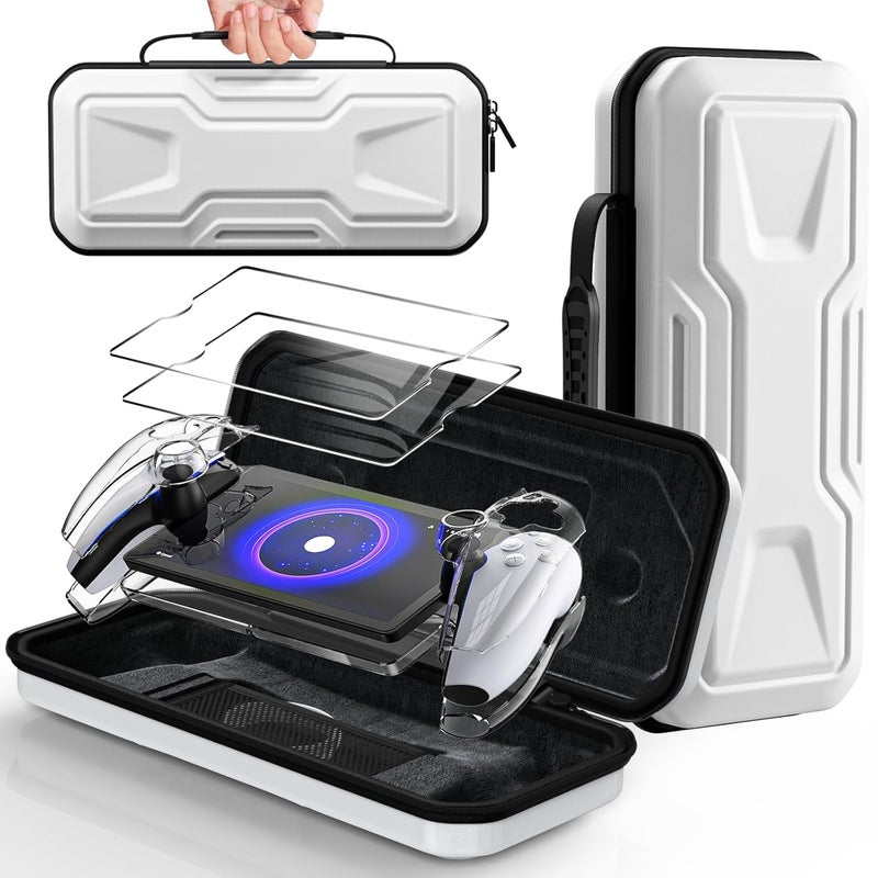 FYOUNG 3 in 1 Accessories Bundle for Playstation Portal, Carrying Case & Hard PC Clear Cover Skins Set with Screen Protector, Protective Shell Portable Travel Handbag for PS5/PSP Portal Console - Image 1